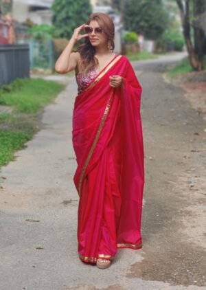 REDDISH-PINK DUAL TONE GOTA-PATTI DESIGNER SAREE