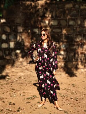 काला Pichwai Cotton Co-ord Set