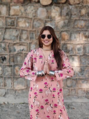 Peach Pichwai Cotton Co-ord Set