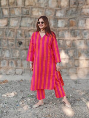 Classic रेखाएँ Cotton Co-ord Set