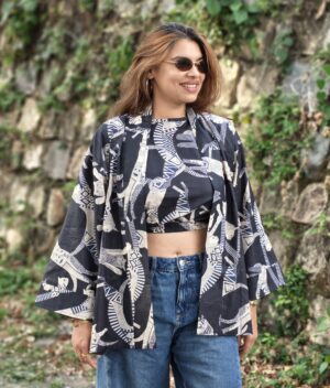 BLACK TRIBAL KIMONO SET (SET OF 2)