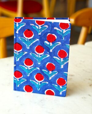 RED FLORAL HANDMADE  DAIRY (RULED)