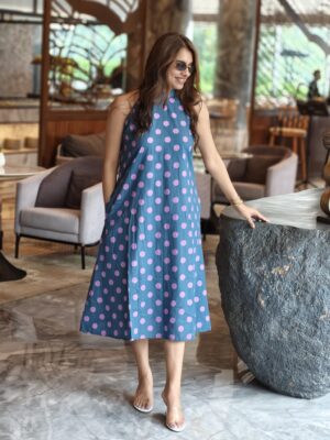 oplus_8726315056 TEAL RETRO POLKA DRESS